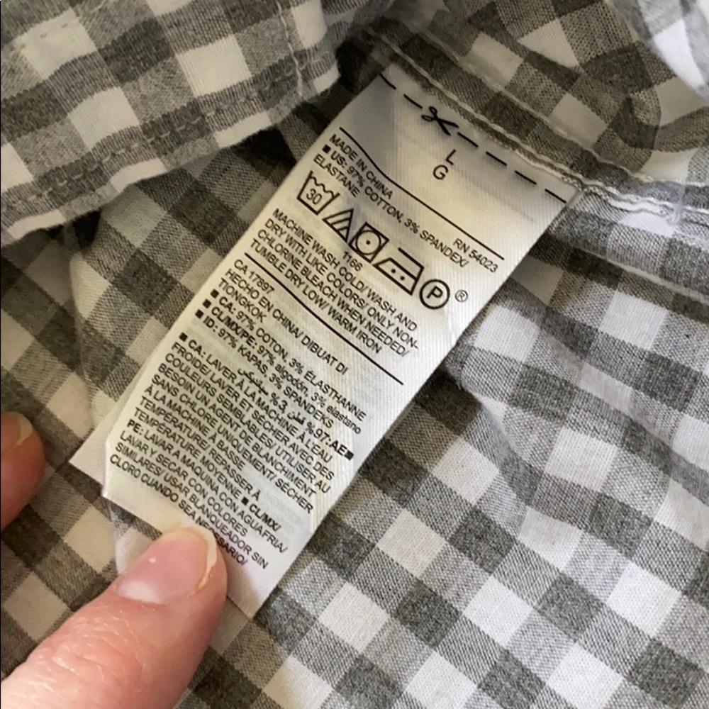 Grey white checker button down - Picture 5 of 5